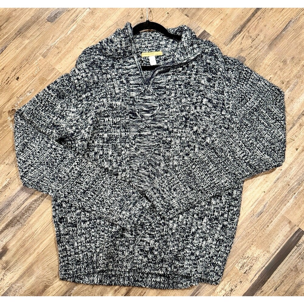 Vintage Piazza Italiaman Men’s Half Zip Sweater Marled Navy Cable Knit XXL